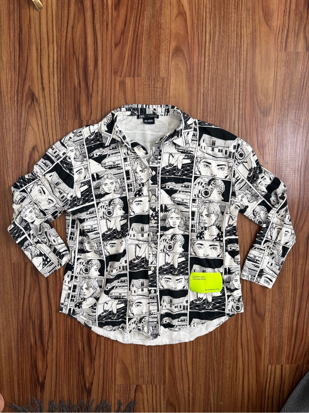 Ana Mushell x Zara Graphic Black & White Comic Book Shirt
